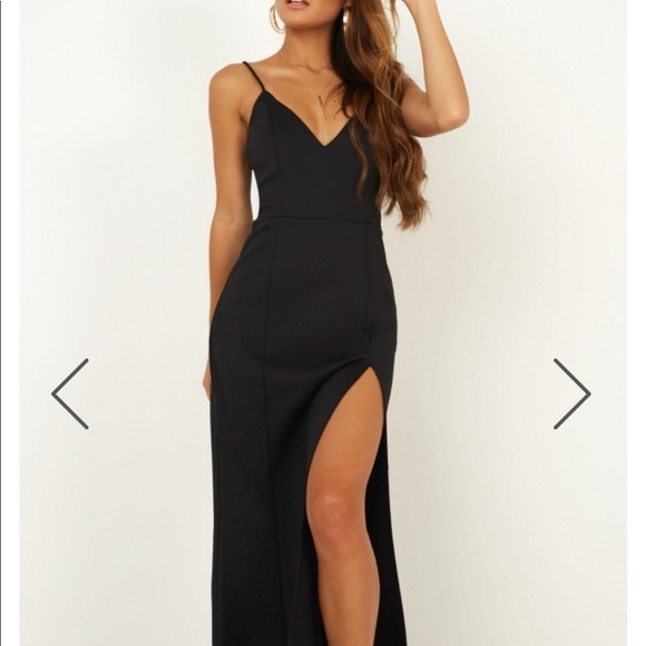 Black Long Cocktail Dress - Picture 2 of 5